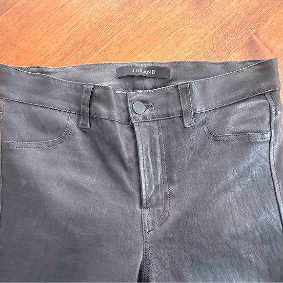 J Brand L8001 Women’s Mid-Rise Legging in Stretch Lamb Leather Black Gray 27 - Picture 6 of 8